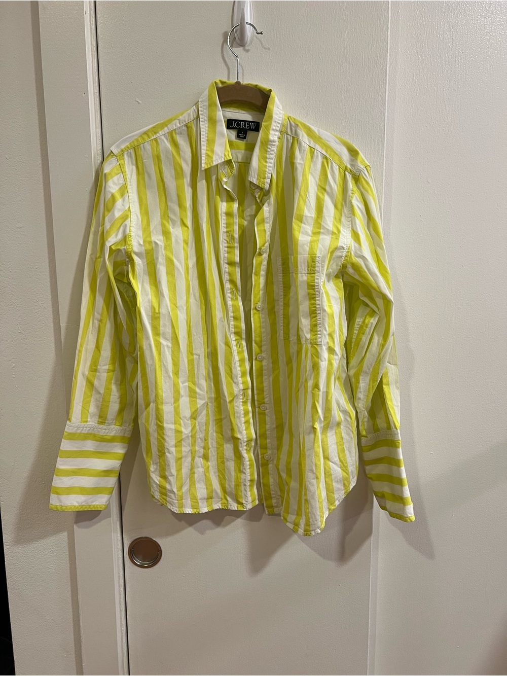J. Crew Lemon Yellow & White Striped Button-Front Shirt